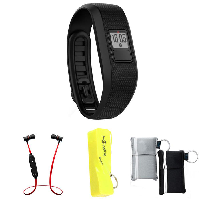 Garmin Vivofit 3 Activity Tracker Fitness Band X-Large Fit - Black w/ Power Bank Bundle