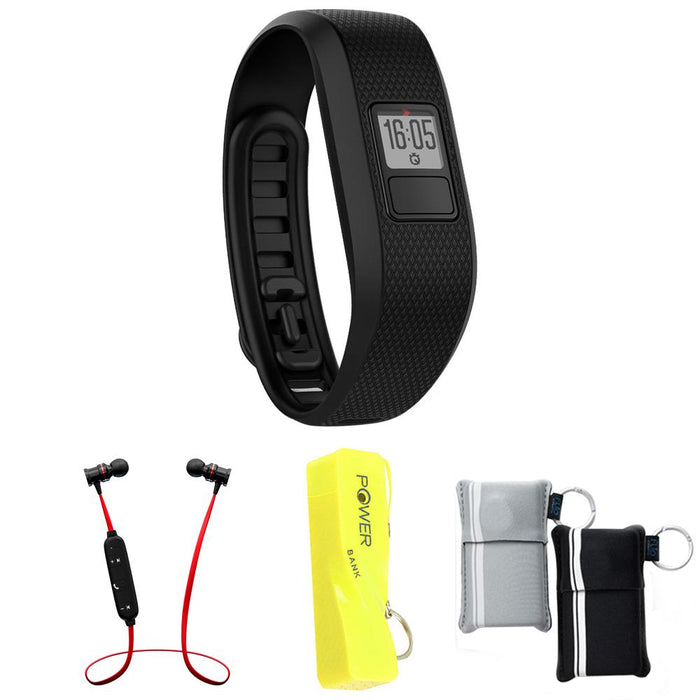 Garmin Vivofit 3 Activity Tracker Fitness Band Regular Fit Black w/ Power Bank Bundle