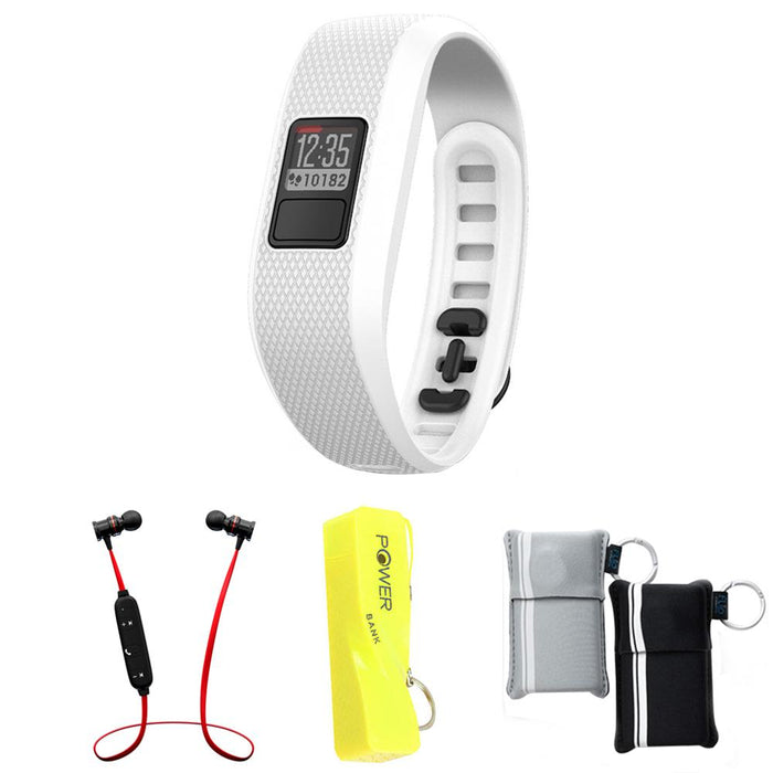 Garmin Vivofit 3 Activity Tracker Fitness Band Regular Fit - White w/ Power Bank Bundle