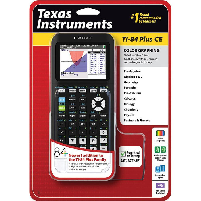 Texas Instruments Plus CE Graphing Calculator in Black - 84PLCE/TBL/1L1