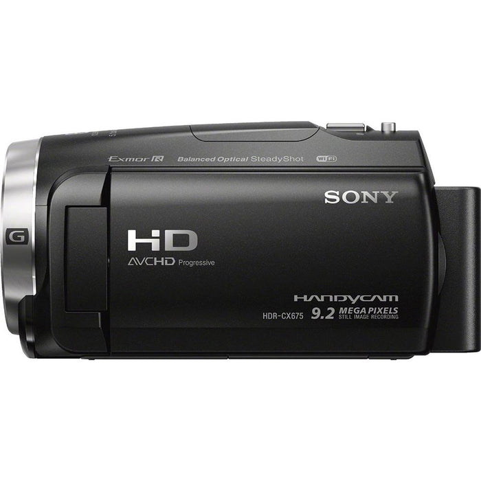 Sony HDR-CX675/B Full HD Handycam Camcorder + Mini Zoom Microphone & Accessory Bundle