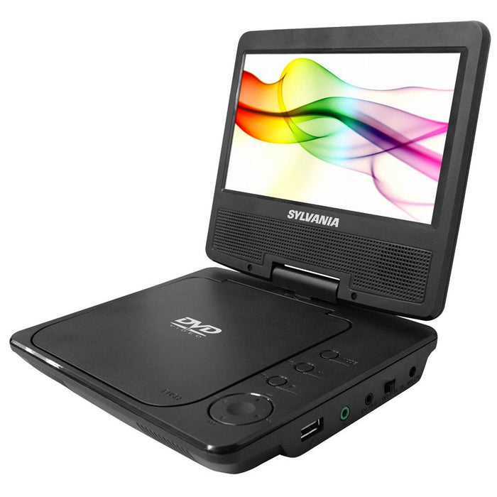 Sylvania 7" Swivel Screen Portable DVD Player w/ Cleaning + Carrying Case Bundle