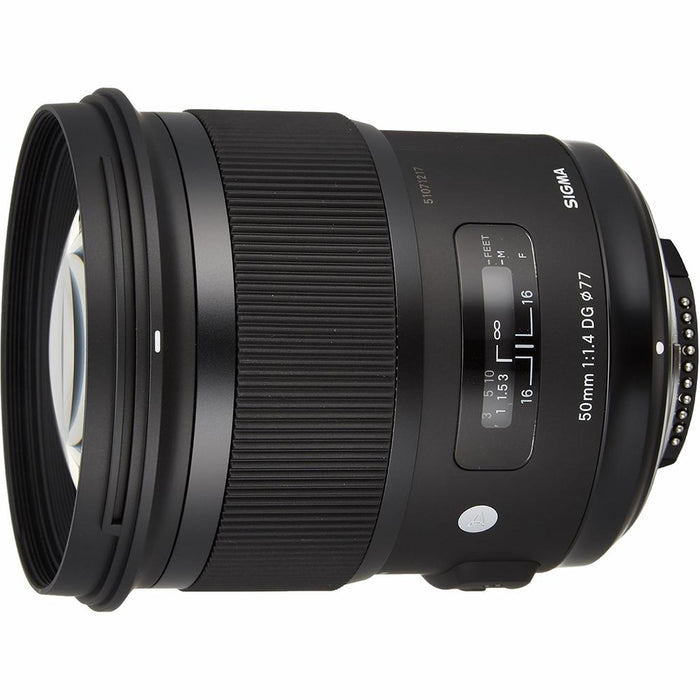 Sigma 50mm f/1.4 DG HSM Lens for Nikon F Cameras + 64GB Ultimate Kit