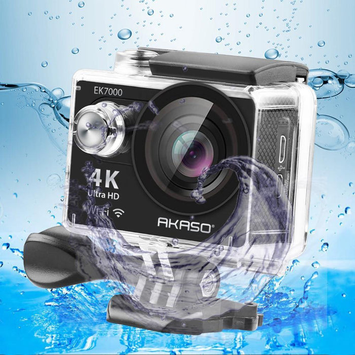 Akaso EK7000 4K WIFI Waterproof Sports Action Camera 170 Degree Wide - Blk - OPEN BOX