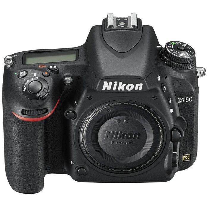 Nikon D750 24.3MP DSLR Camera Body + Deluxe Power Battery Grip & Accessory Kit