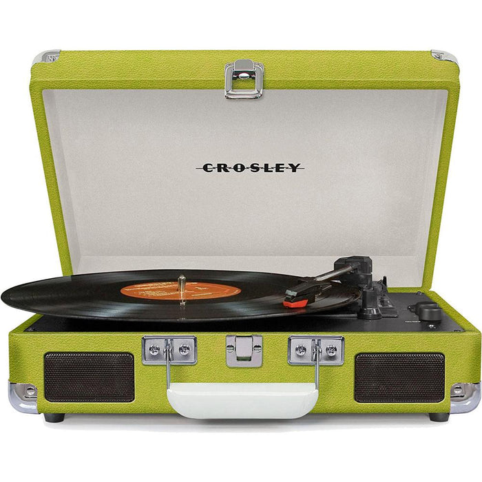 Crosley Cruiser Portable 3-Speed Turntable (Green) w/ Cleaning Fluid System