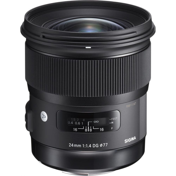 Sigma 24mm f/1.4 DG HSM Wide Angle Lens for Nikon Camera Mount+64GB Ultimate Kit