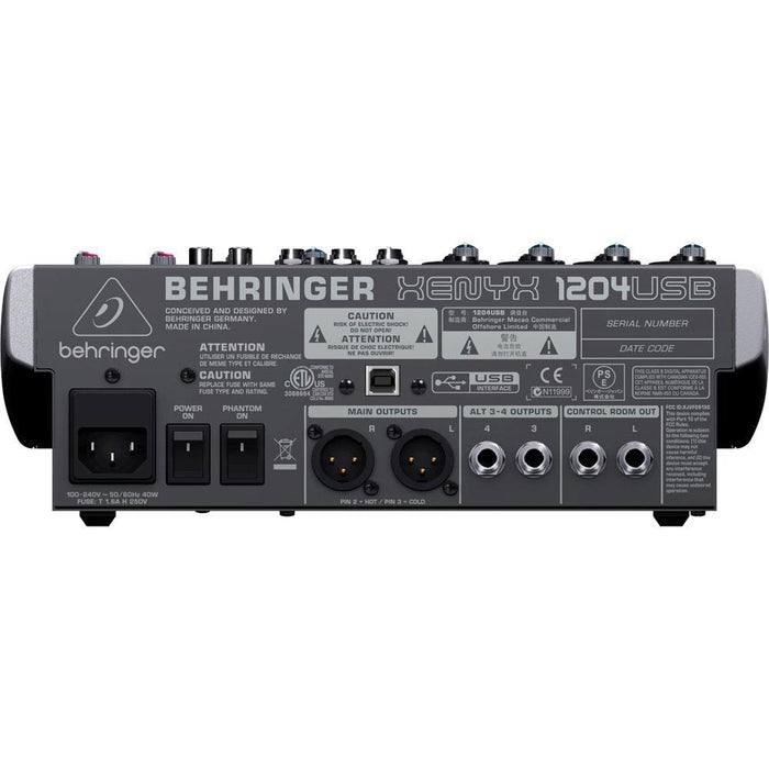 Behringer 12-Input 2-Bus Mixer, XENYX/EQ 1204USB w/ Pro DJ Bundle