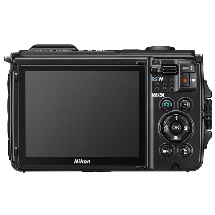 Nikon COOLPIX W300 16MP Waterproof Digital Camera (Black) + 32GB Memory & Flash Bundle