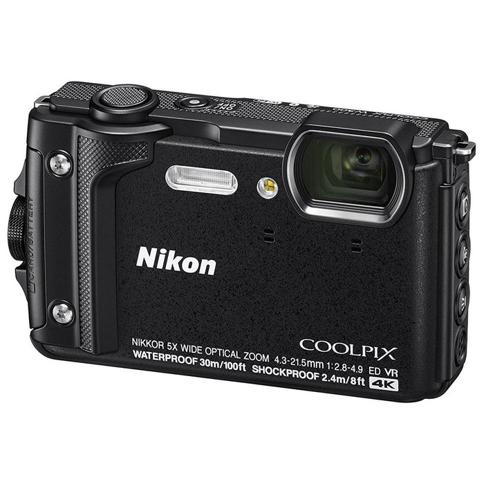 Nikon COOLPIX W300 16MP Waterproof Digital Camera (Black) + 32GB Memory & Flash Bundle