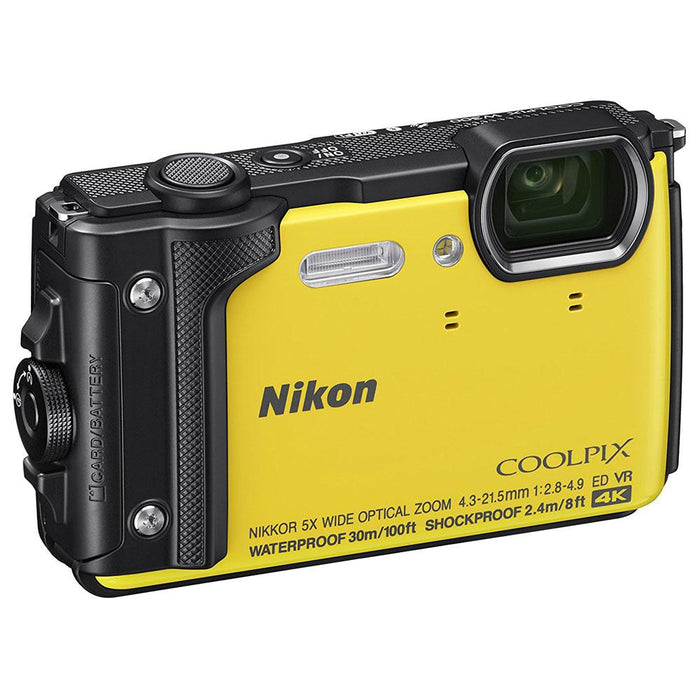 Nikon COOLPIX W300 16MP Waterproof Digital Camera (Yellow) + 32GB Memory & Flash Kit