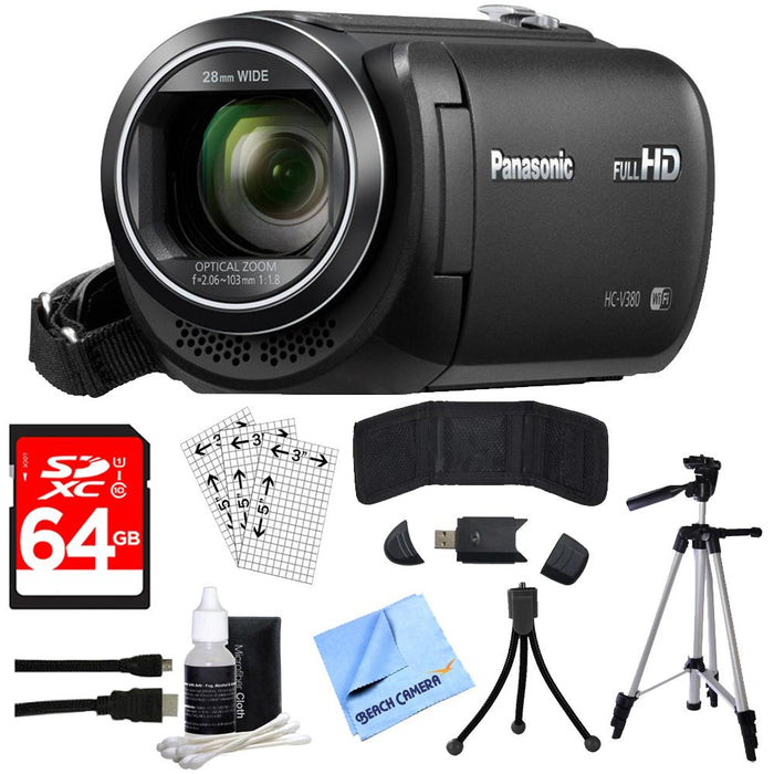 Panasonic HC-V380K Full HD Camcorder with Wi-Fi Multi Scene Twin Camera + 64GB SDXC Kit