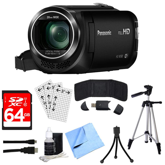 Panasonic HC-W580K Full HD Camcorder w/ Built-in Wi-fi, Multi Scene Twin Camera + 64GB Kit