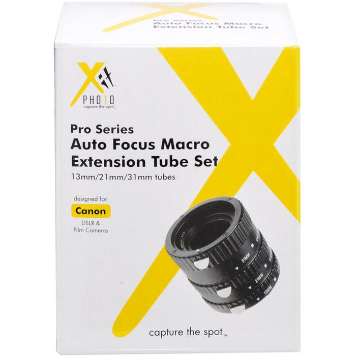 Xit Auto Focus Macro Extension Tube for Canon (13mm, 21mm & 31mm) Black - XTETC