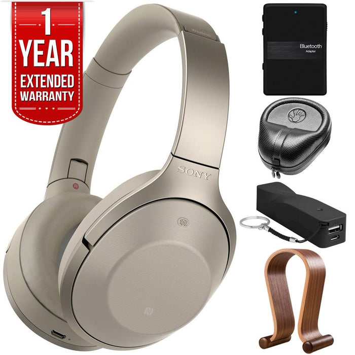 Sony Hi-Res B.tooth Wireless Noise Cancelling Headphones Gray w/ Warranty Bundle
