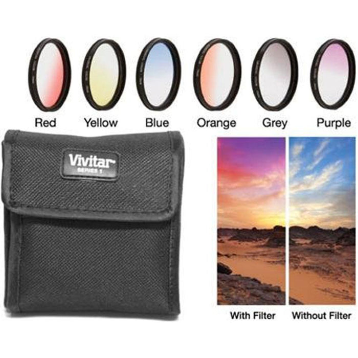 Vivitar 40.5mm Graduated Color Multicoated 6-Piece Filter Set with Fold-Up Filter Pouch
