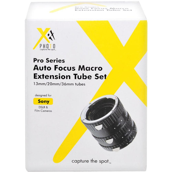 Xit Pro Series Macro Extension (13mm, 20mm & 36mm) Tube Set for Sony (Black) - XTETS