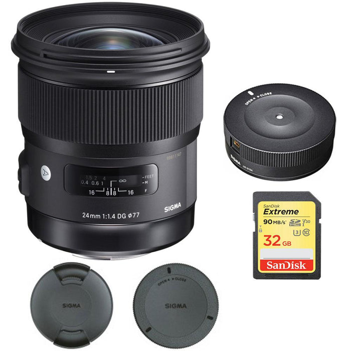 Sigma 24mm f/1.4 DG HSM Wide Angle Lens (Art) for Canon with USB Dock Bundle