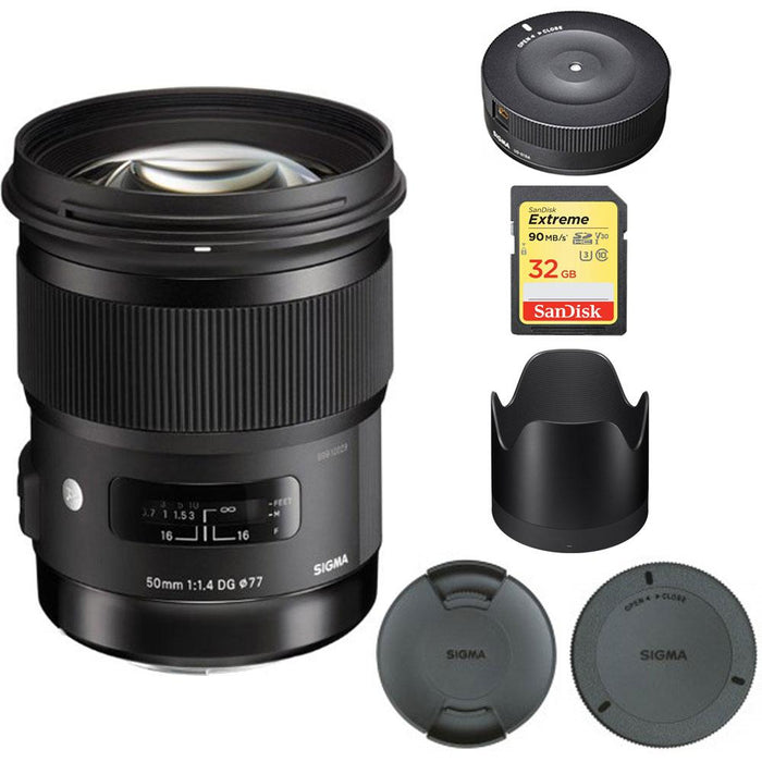 Sigma 50mm f/1.4 DG HSM Lens for Nikon F Cameras  - 311306 with USB Dock Bundle