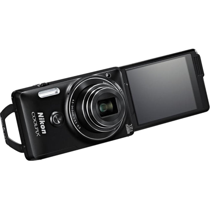 Nikon S6900 16MP 1080p Wi-Fi Camera w/ 12X Zoom & Flip out screen Black - OPEN BOX