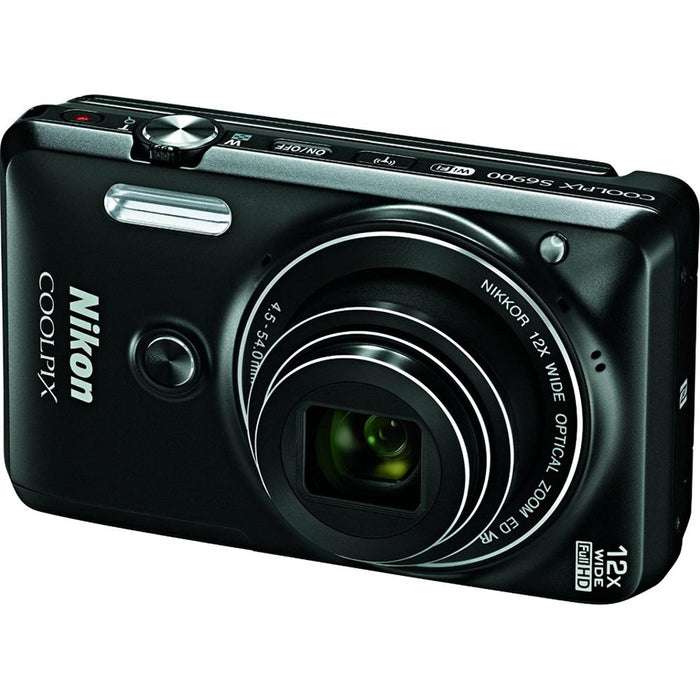 Nikon S6900 16MP 1080p Wi-Fi Camera w/ 12X Zoom & Flip out screen Black - OPEN BOX