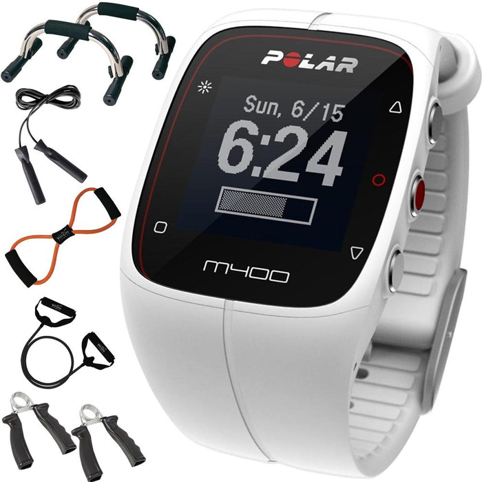 Polar M400 GPS Sports Watch, Activity Tracker, Heart Rate Monitor + 7-in-1 Fitness Kit