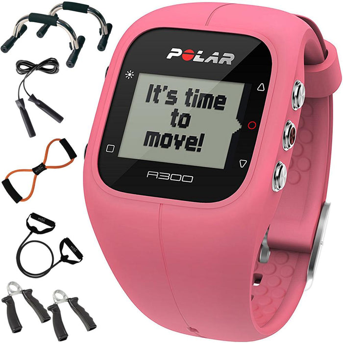 Polar A300 Fitness Tracker and Activity Monitor, Pink + 7-in-1 Fitness Kit
