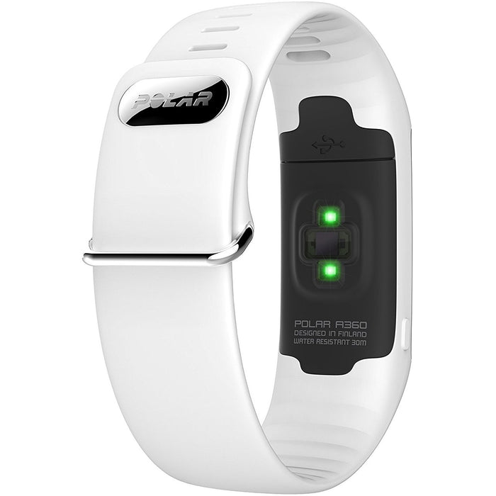 Polar A360 Fitness Tracker w/ Wrist Heart Rate Monitor (White, Small) + Fitness Kit