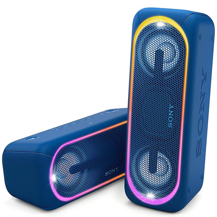 Sony XB40 Portable Wireless Bluetooth Speaker Blue with Headphones Bundle
