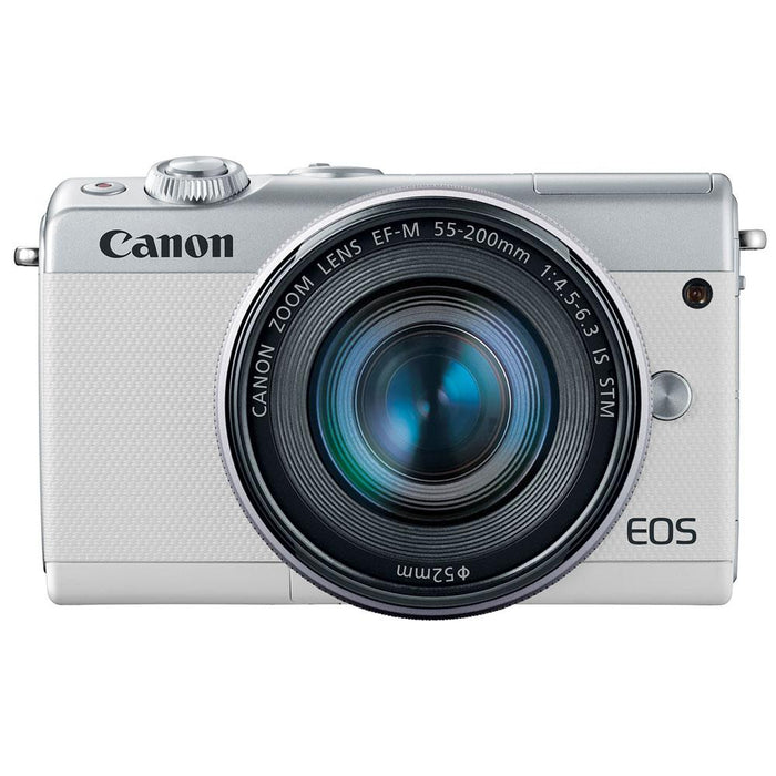 Canon EOS M100 24.2MP Digital Camera with EF-M 15-45mm & 55-200mm IS STM Lens (White)