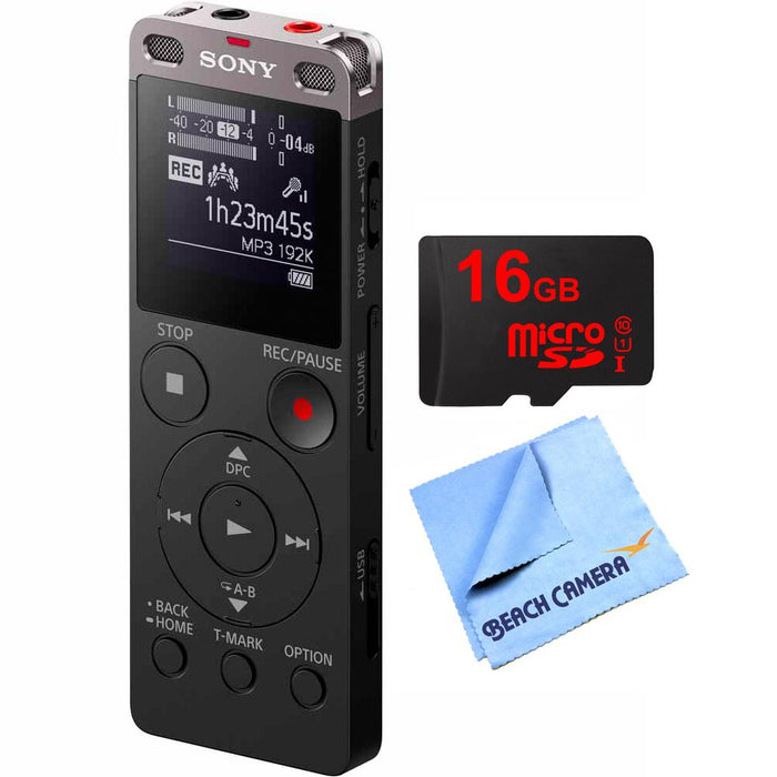 Sony Digital Voice Recorder Ux560BLK with 16GB Memory Card & Micro Fiber Cloth