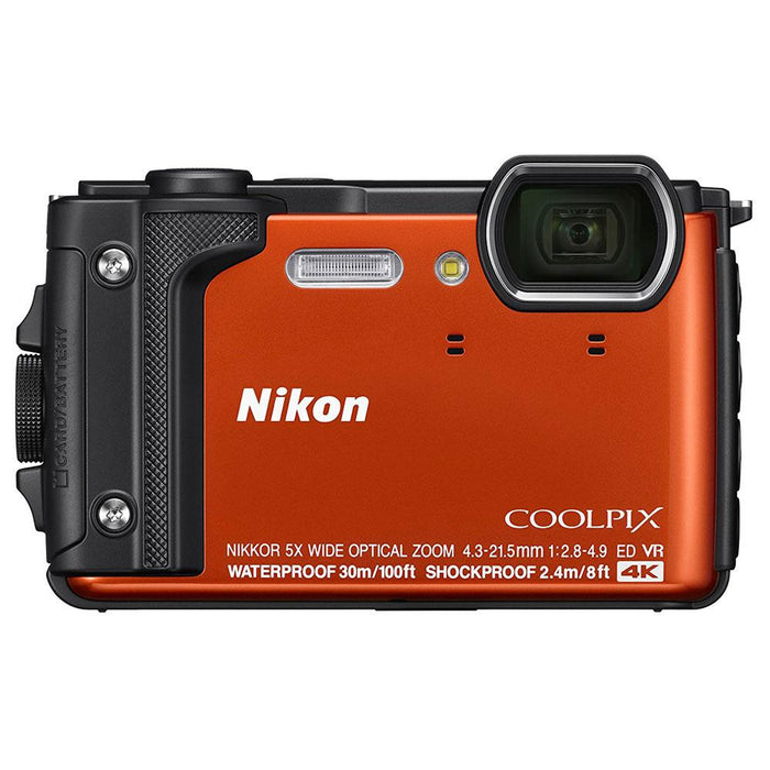 Nikon COOLPIX W300 16MP Waterproof Digital Camera Orange with 16GB Card Bundle