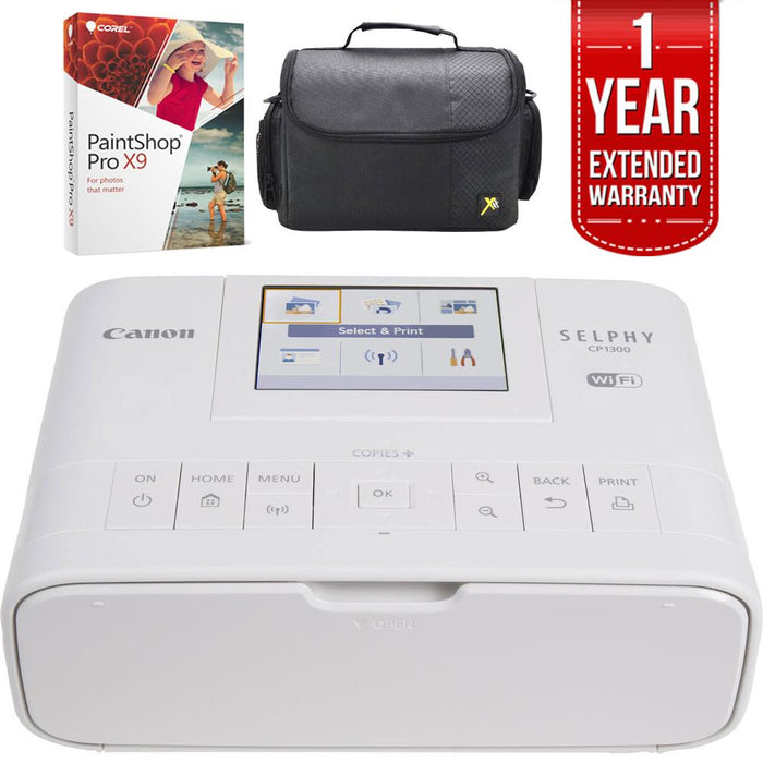 Canon CP1300 Wireless Printer w/AirPrint White + 1 Year Extended Warranty Bundle
