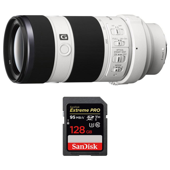 Sony 70-200mm Full Frame F4 G OIS Interchangeable Lens w/ 128GB Memory Card