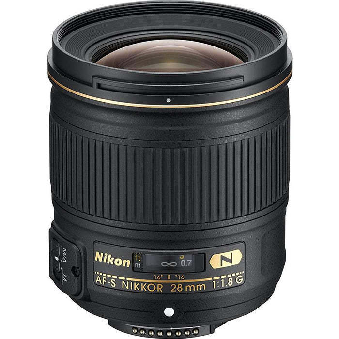 Nikon AF-S NIKKOR 28mm f/1.8G Lens + 18-180 Power Zoom Flash Bundle