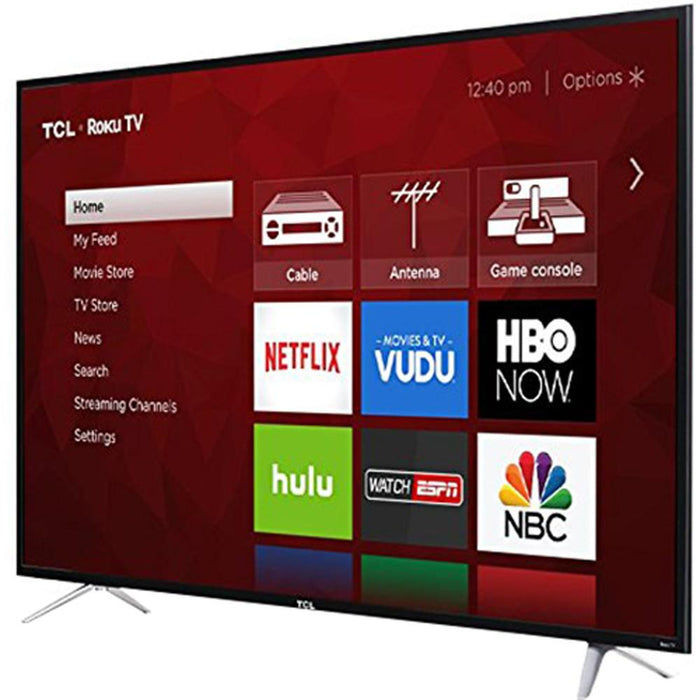 TCL 65" 4K 120Hz Ultra HD Dual Band Roku Smart LED TV Black with Wall Mount Kit