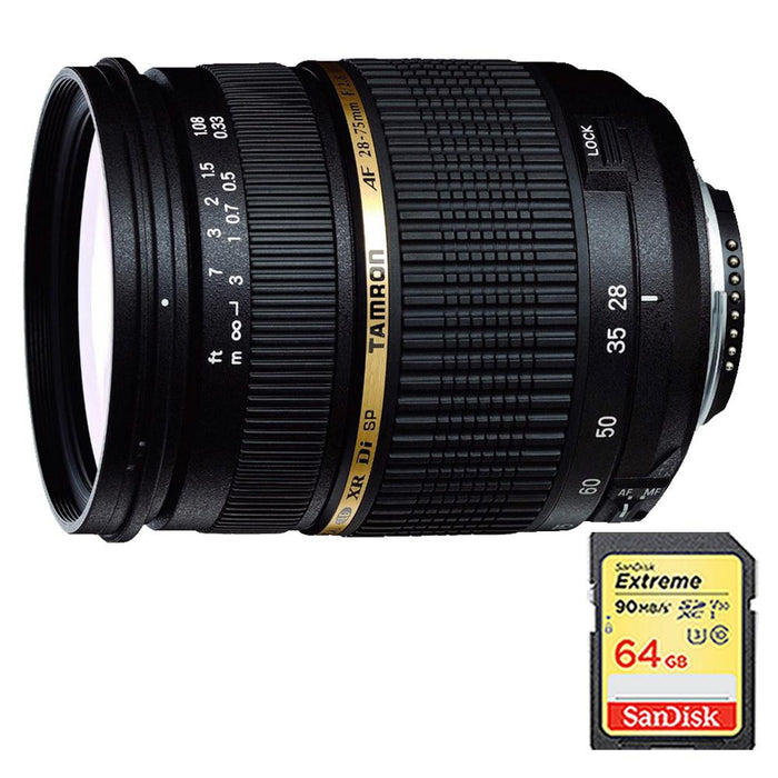 Tamron 28-75mm F/2.8 SP AF Macro XR Di LD-IF For Canon w/ 64GB Memory Card