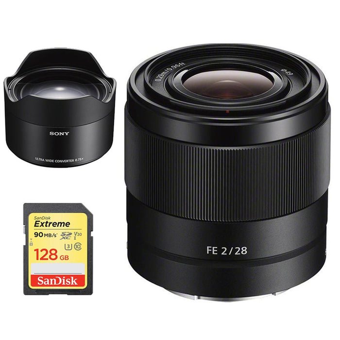 Sony FE 28mm F2 E-mount Full Frame Prime Lens + Sony Wide Converter Bundle