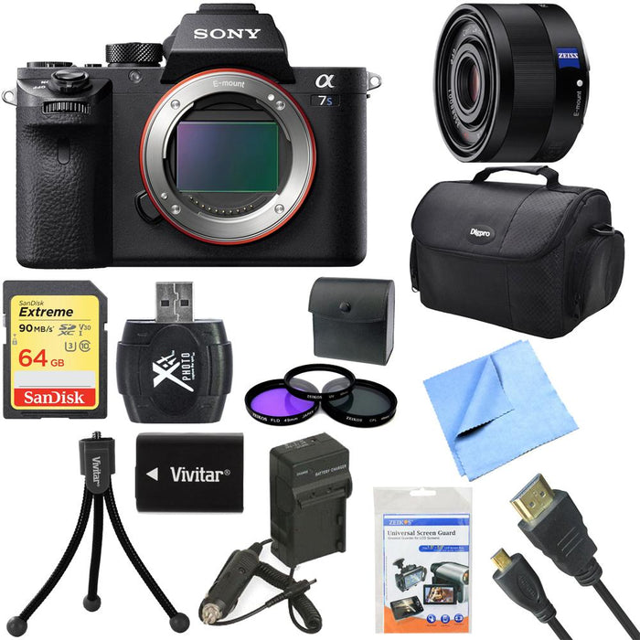 Sony a7S II Full-frame Mirrorless Interchangeable Lens Camera Body 35mm Lens w/Bundle