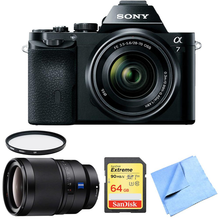 Sony a7K Full-Frame Mirrorless Camera with FE 28-70mm Lens 35mm Prime Lens Bundle