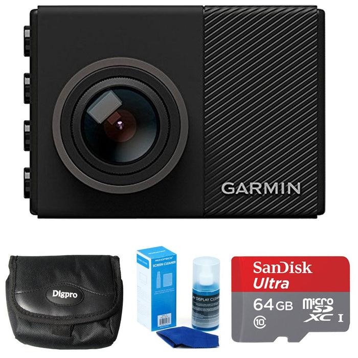 Garmin Dash Cam 65W 1080P w/ 180-Degree Field of View 64GB Mount Bundle