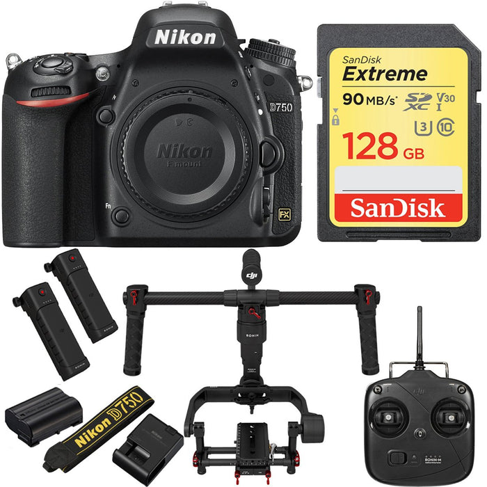 Nikon D750 DSLR 24.3MP HD 1080p FX-Format Digital Camera with DJI Ronin-M Gimbal Kit