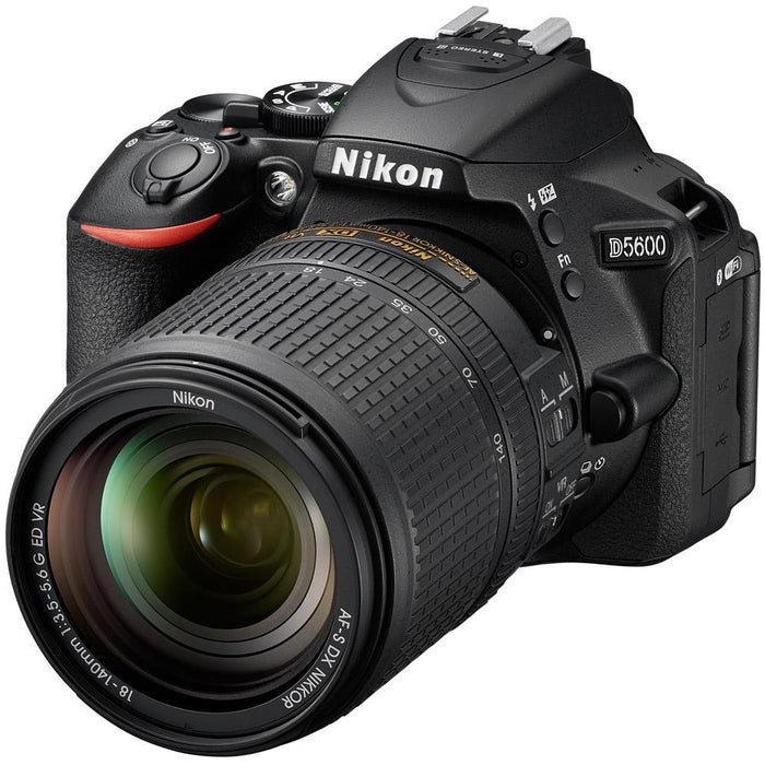 Nikon D5600 24.2MP DSLR Camera + 18-140mm Lens Battery Grip & Mic Pro Video Bundle