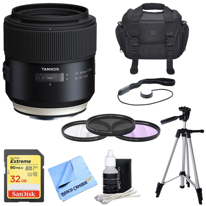 Tamron SP 85mm f1.8 Di VC USD Lens for Canon Full-Frame EF Mount Cameras w/ Bundle