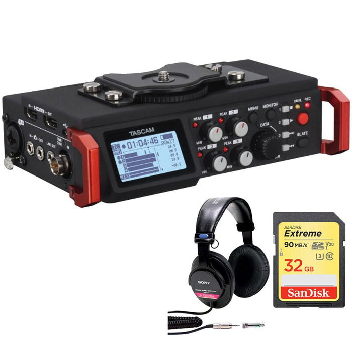 Tascam 6-Track Field Recorder for DSLR with SMPTE Timecode w/ 32GB Studio Bundle