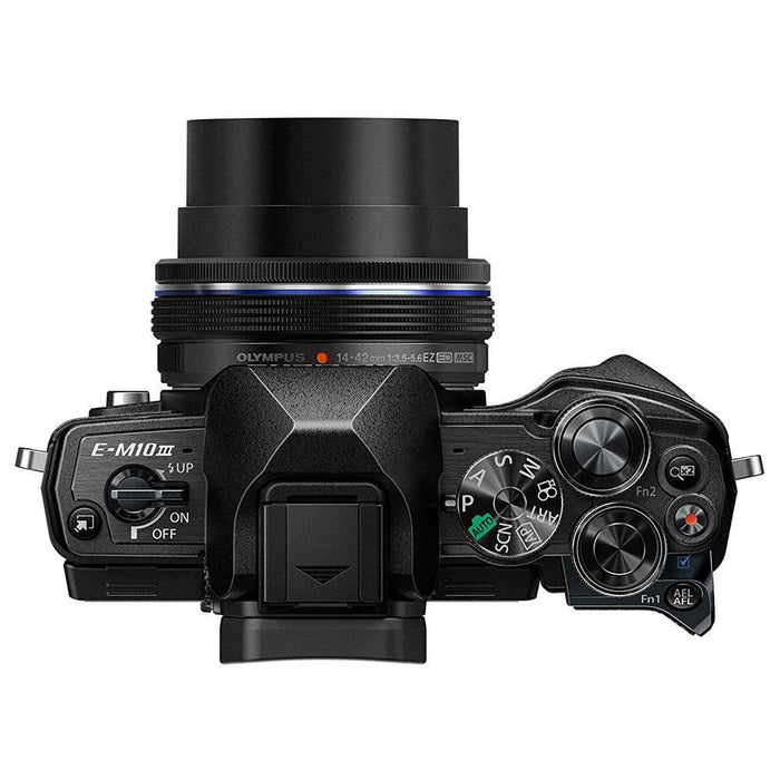 Olympus OM-D E-M10 Mark III Mirrorless Digital Camera + 14-42mm Lens Deluxe Kit (Black)