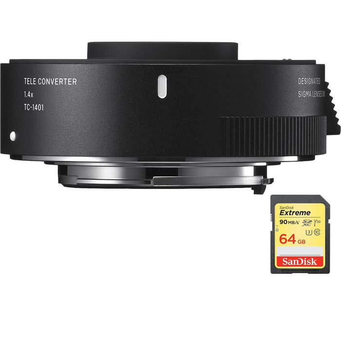 Sigma 1.4x Teleconverter TC-1401 for Nikon w/ 64GB UHS-I SDXC