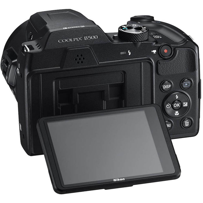 Nikon COOLPIX B500 Digital Camera (Black) + Accessory Bundle, Certified Refurbished