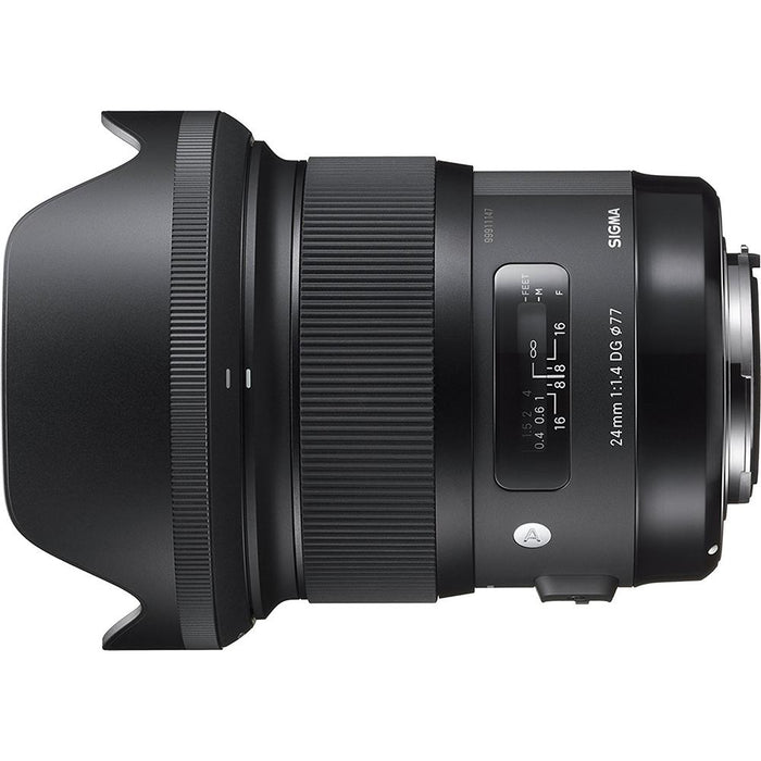 Sigma 24mm f/1.4 DG HSM Wide Angle Lens for Nikon DSLR Camera +128GB Memory Card
