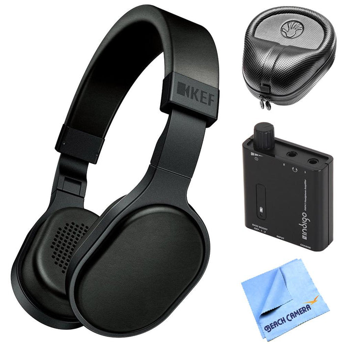 KEF M-Series M500 Hi-Fi Headphones (Black) w/ Slappa Case + Amplifier + Cloth Bundle